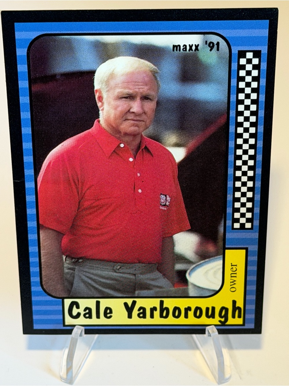 Nascar Cale Yarborough Card with Blue and Yellow Accents
